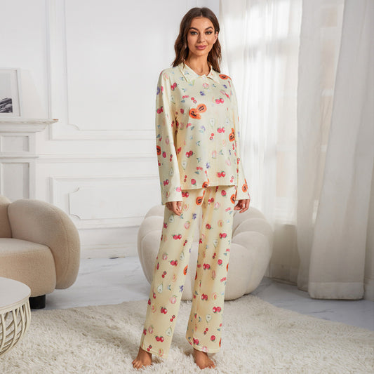Conjunto de pijama informal con estampado para mujer