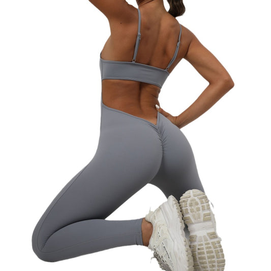 Women Fashion Casual Solid Color Skinny Sports Jumpsuit