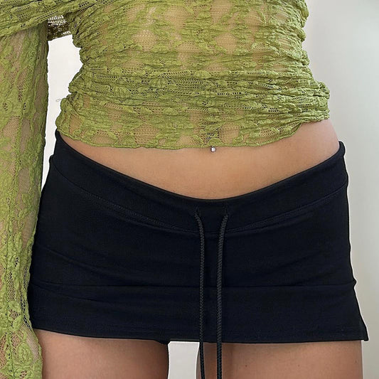 Falda de cintura alta de color sólido informal de moda para mujer