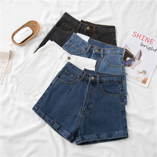 Pantalones cortos vaqueros de pierna ancha, rectos, finos y a la moda de verano para mujer