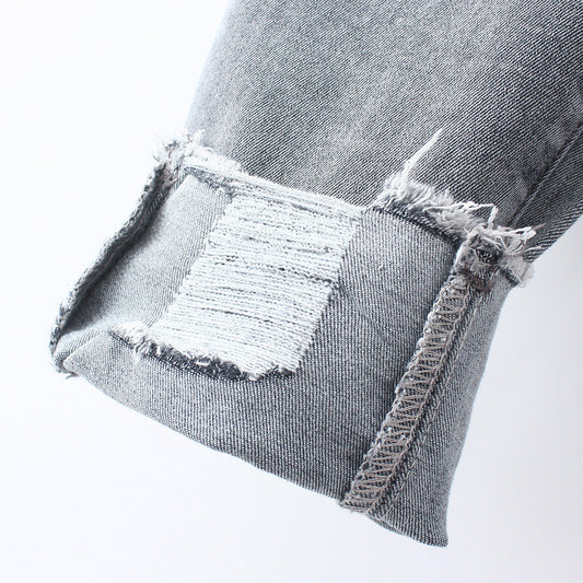 Women Fashion Casual Smoke Grey Plus Size Stretch Skinny Jeans