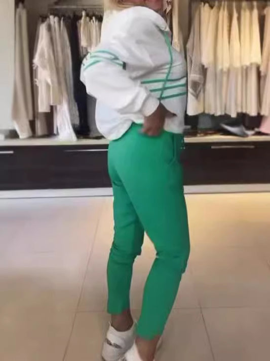 Conjunto de dos piezas de sudadera y pantalones de manga larga informales de otoño para mujer