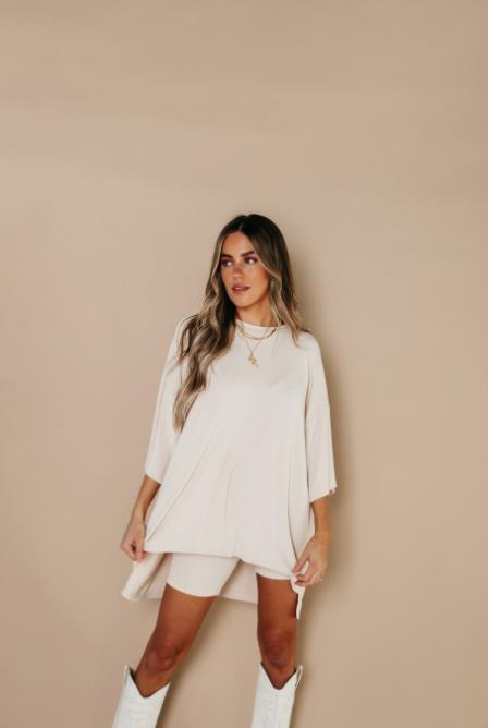 Casual Fashion Women Solid Color Loose T-Shirt And Shorts Set