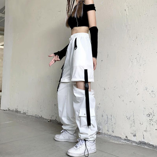 Pantalones rectos holgados y desmontables informales para mujer
