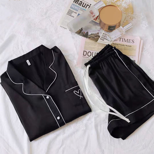 Women'S Casual Short Sleeve Top And Shorts Set Pajamas