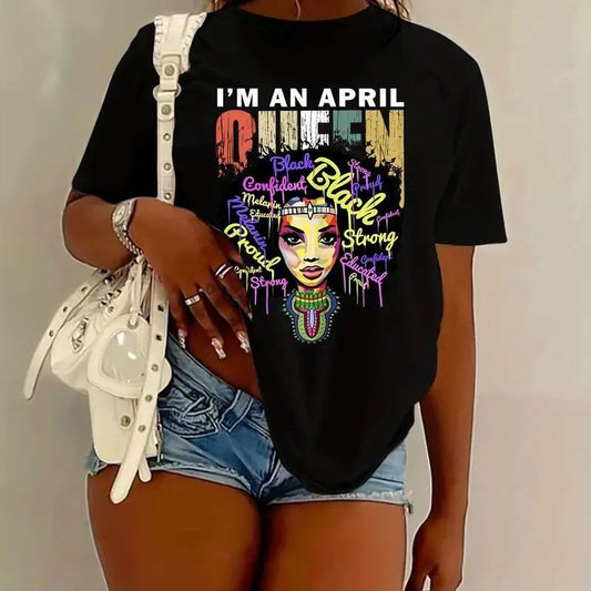 Camiseta informal de manga corta con estampado de dibujos animados para mujer