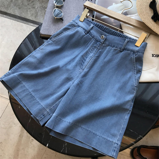 Pantalones cortos vaqueros de cintura alta informales de verano vintage para mujer