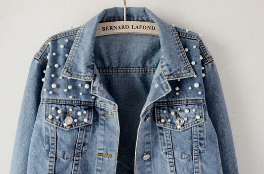 Chaqueta vaquera holgada de manga larga con botones y corte atrevido para mujer, talla grande