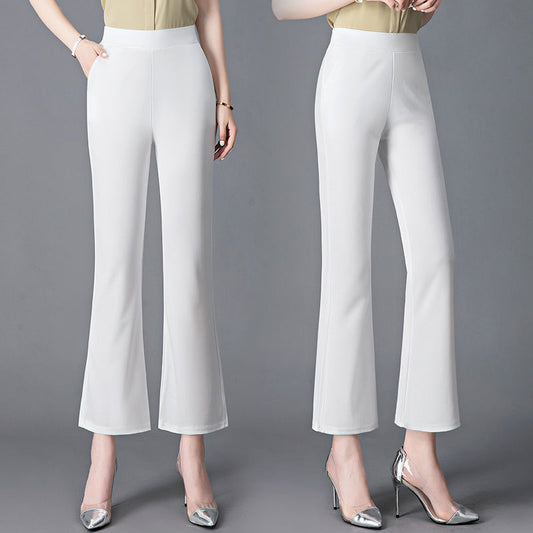 Pantalones casuales acampanados de cintura alta de color sólido para mujer