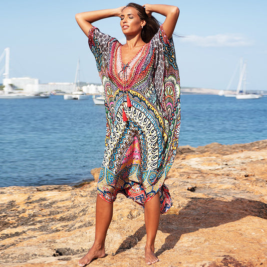 Traje de baño de playa estampado para mujer, estilo casual, para vacaciones