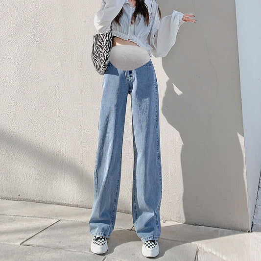 Pantalones vaqueros rectos casuales de moda para embarazadas