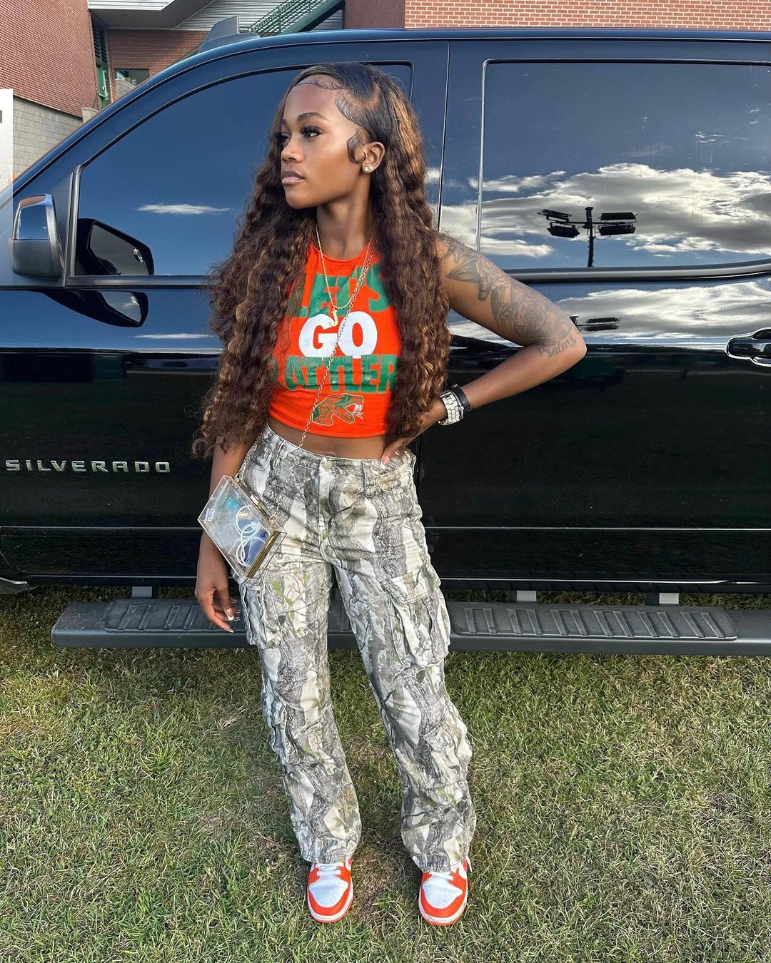 Women Fashion Casual Camouflage Stitching High Waist Pocket Slim-Fit Pants