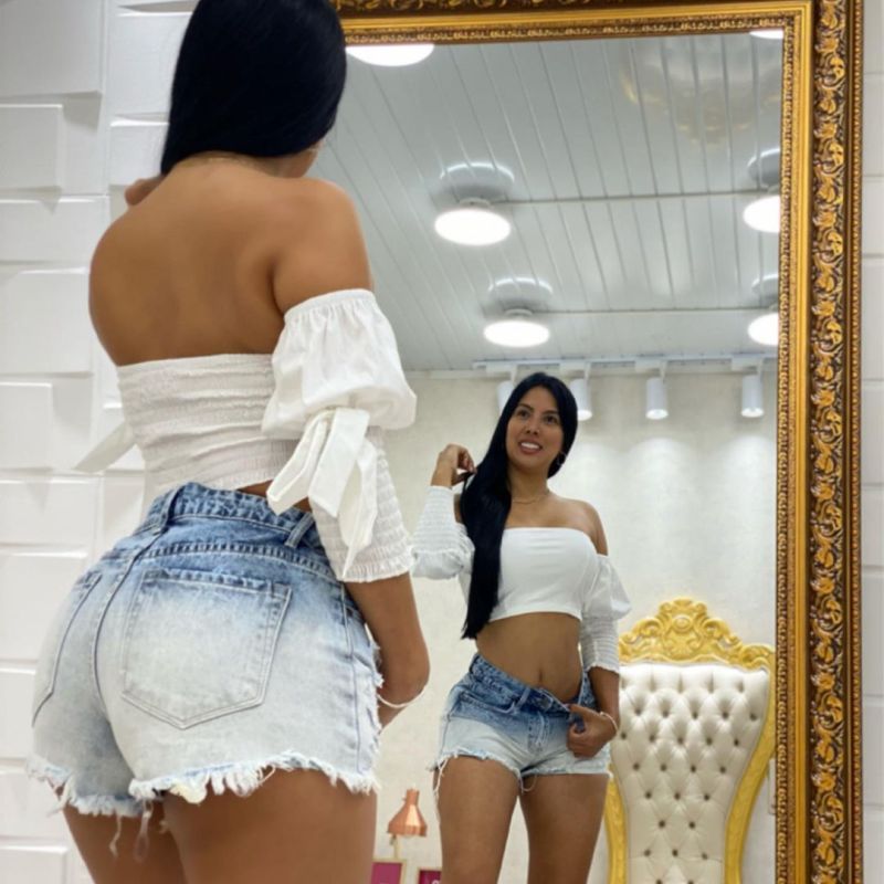 Street Style Casual Women Gradient Color Sexy Raw Hem Denim Shorts