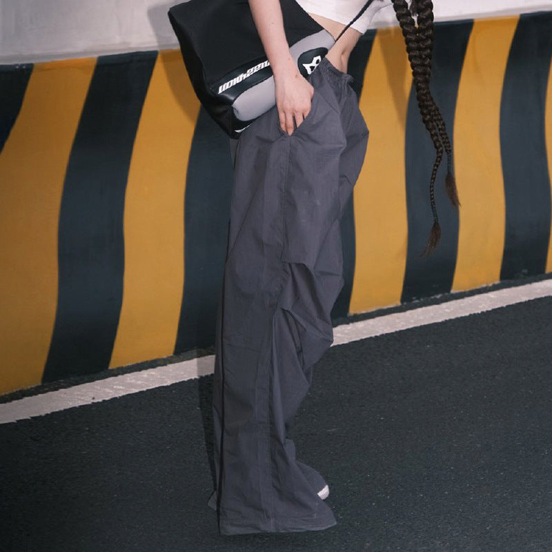 Pantalones cargo holgados de color sólido informales a la moda para mujer