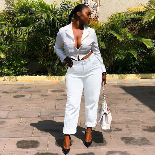 Vaqueros rectos de color liso para mujer, informales, para desplazamientos diarios