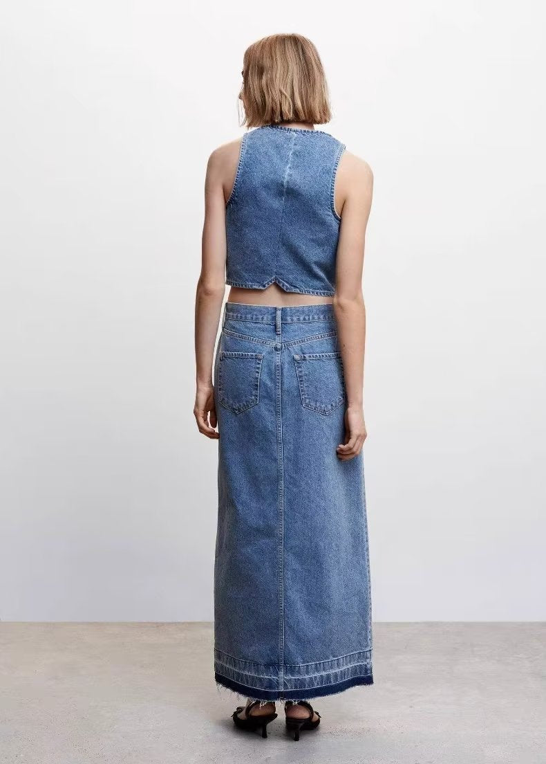 Falda vaquera informal de moda para mujer