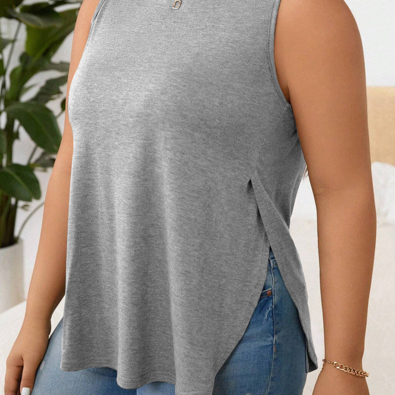 Camiseta sin mangas con abertura lateral para mujer, para deportes de verano, correr, yoga, entrenamiento, fitness, informal