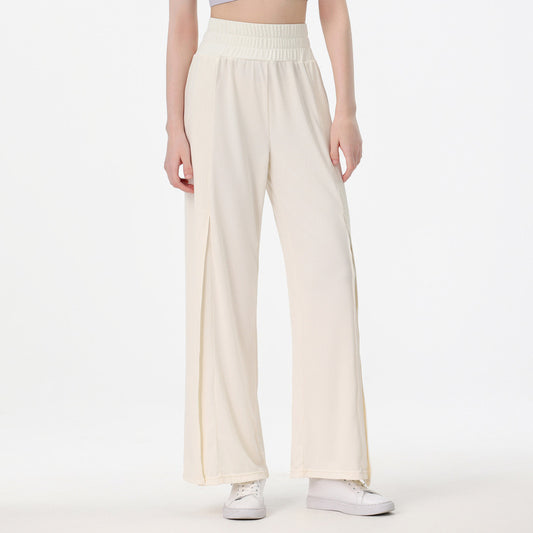 Pantalones de yoga holgados de pierna recta para mujer, informales, de color liso, para fitness