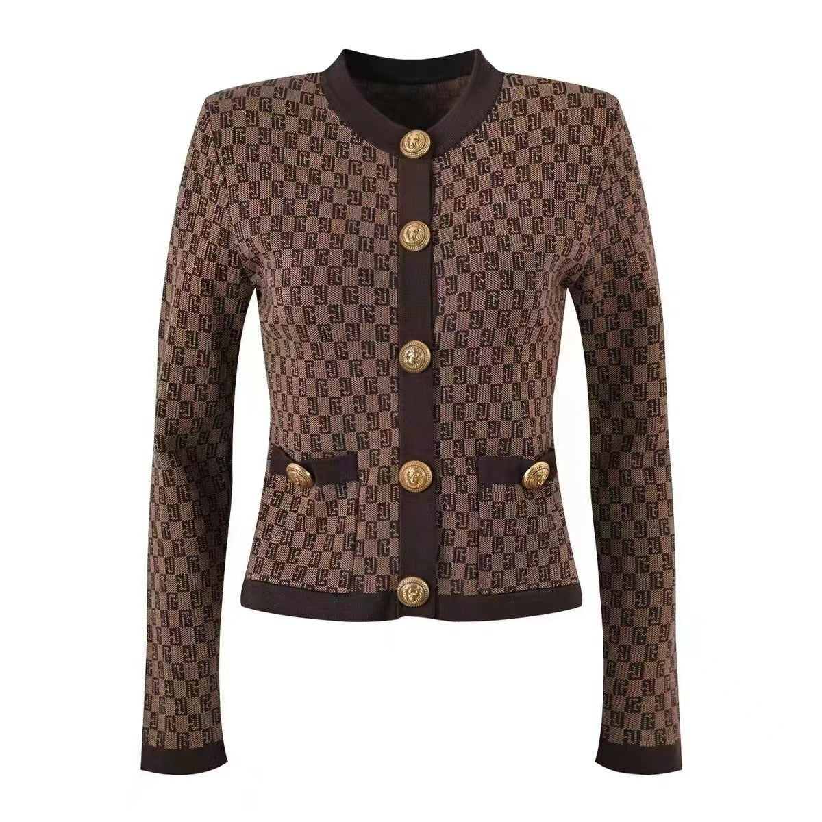Conjunto de dos piezas de chaleco de punto sin mangas retro informal para mujer con hebilla de metal y pantalones de pierna ancha