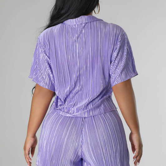 Conjunto informal de dos piezas para mujer, de color liso, con cuello cuadrado y mangas cortas