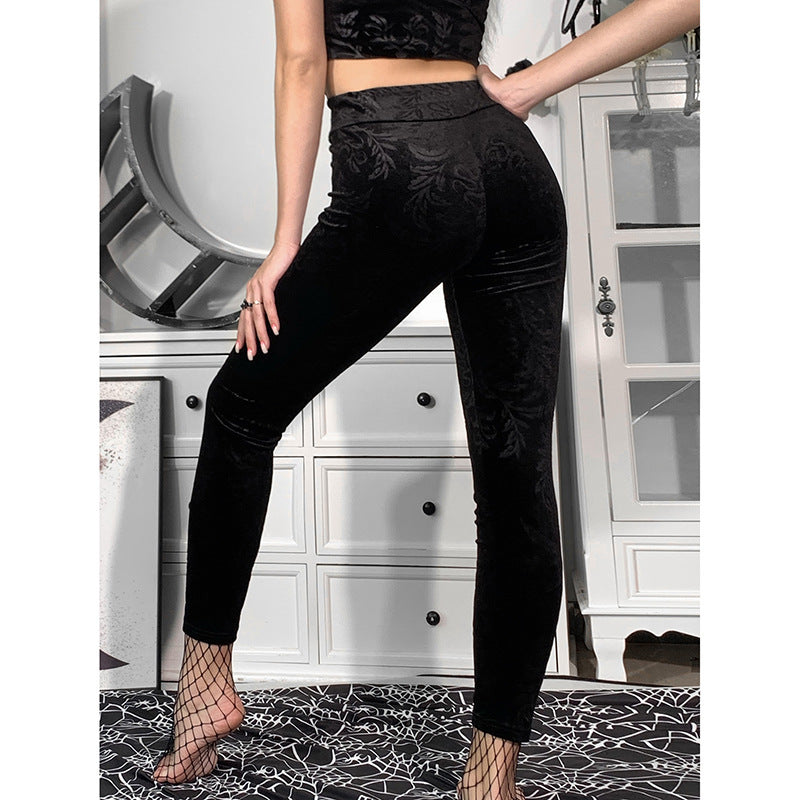 Pantalones ajustados informales con diseño de hojas florales de moda de verano para mujer