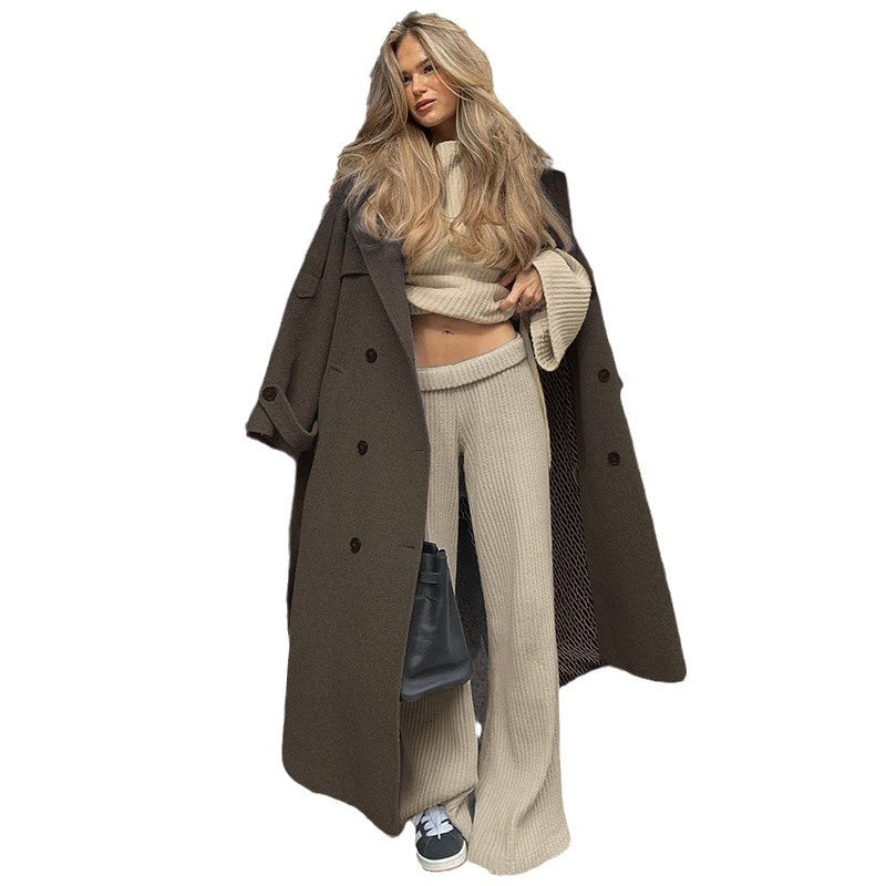 Women Fashion Casual Loose Striped Knitted Pants