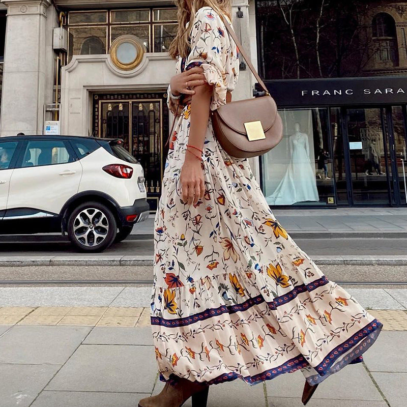 Vestido largo informal con estampado bohemio para mujer