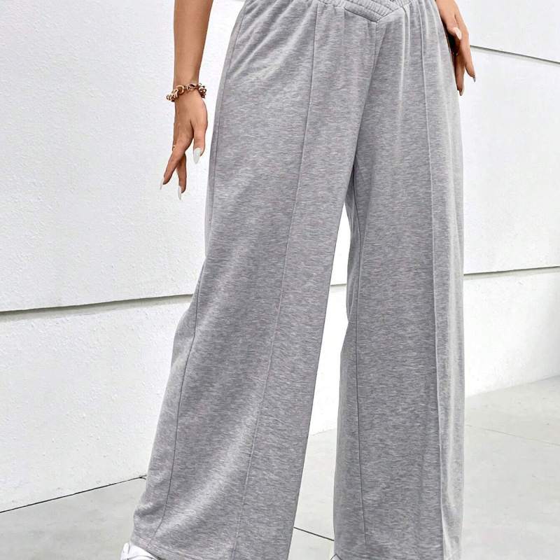 Pantalones anchos informales con cintura elástica para mujer, talla grande, otoño e invierno
