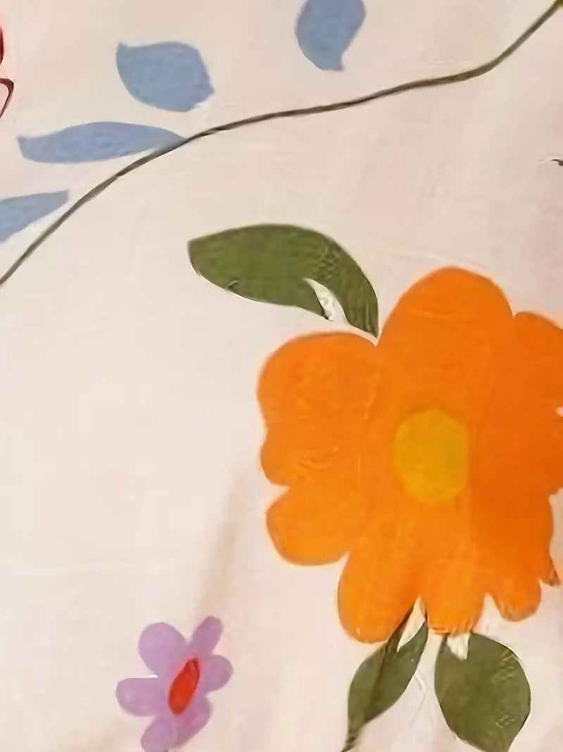 Conjunto de dos piezas de top corto sin mangas con estampado floral informal para mujer, pantalones cortos holgados