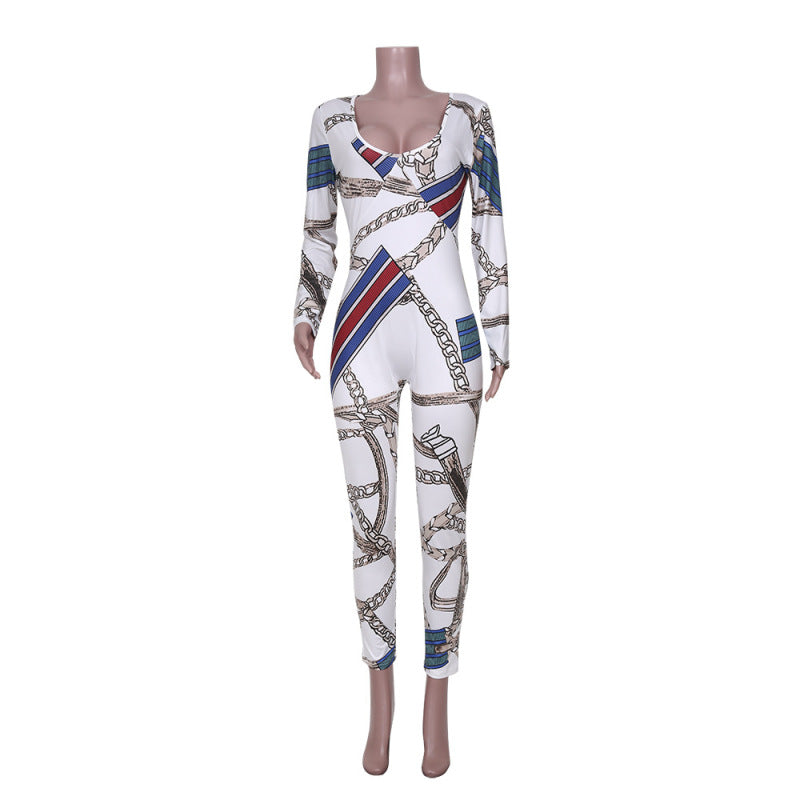 Women'S Fashion Casual Printed Milk Silk Jumpsuit
