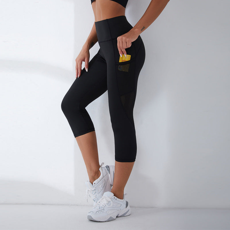 Pantalones de yoga deportivos informales ajustados y elásticos de cintura alta de color sólido para mujer