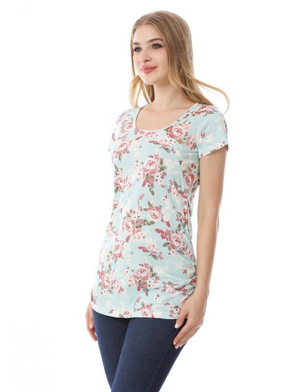 Summer Maternity Casual Fashion Leopard Printed Breastfeeding Top