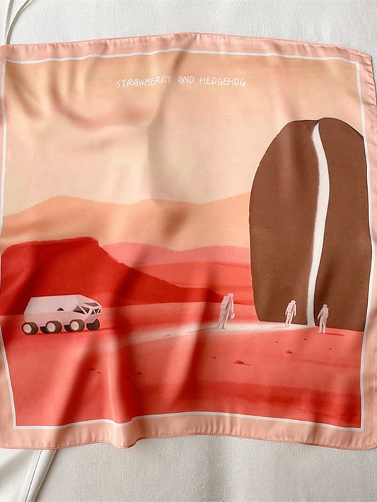 1pcs Vintage Print Neckerchief Satin Headband Shawl Silk 55*55cm Small Square Scarf For Women Head Wraps Girls Hair Bands Bandana Friend Gift for Women