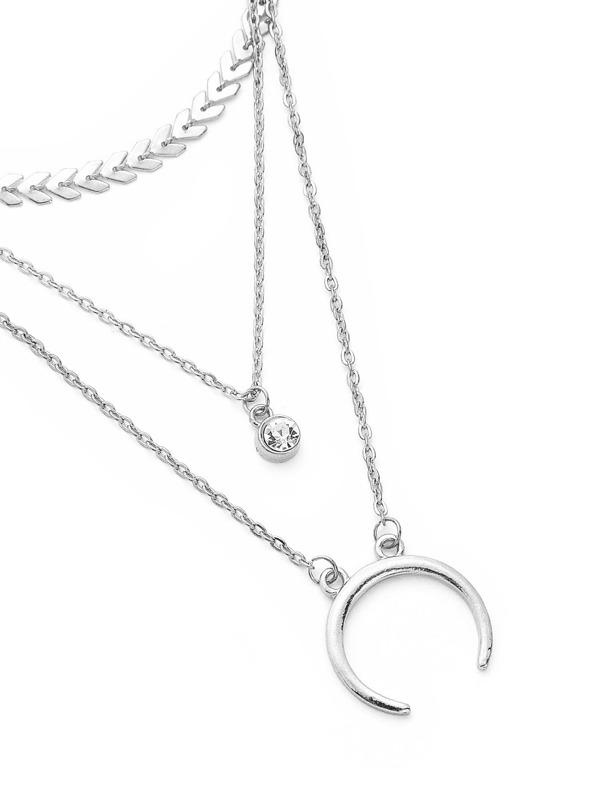 Moon Pendant Layered Chain Necklace for Women