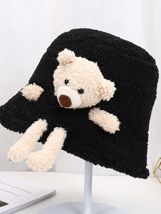 Hat Bucket Hat Black Pink khaki Outdoor Daily Weekend Splice Bear Comfort Warm for Women