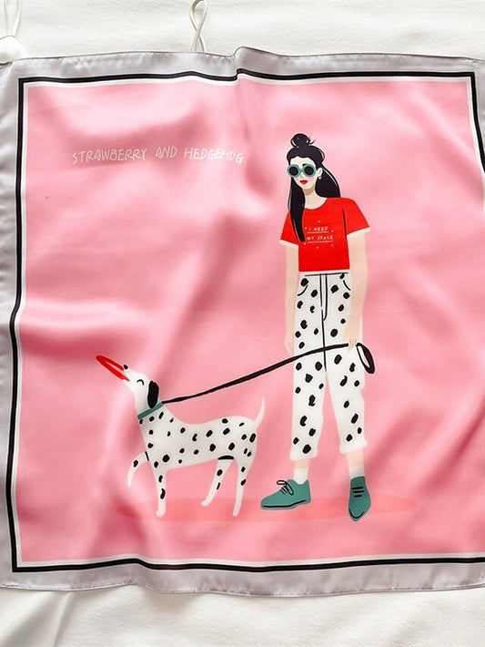 55*55cm Silk Small Square Scarf Women Exquisite Neck Tie Print Spring Summer Hair Accessory Bandana Headkerchief Shawl Wrap for Women