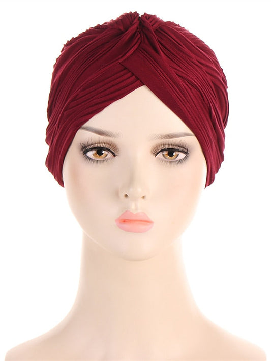 Indian Twist Knot Women Muslim Fold Hijab Turban Inner Caps Hair Care Hat Bonnet Headwear Wrap Head Scarf Femme Cover Beanies for Women