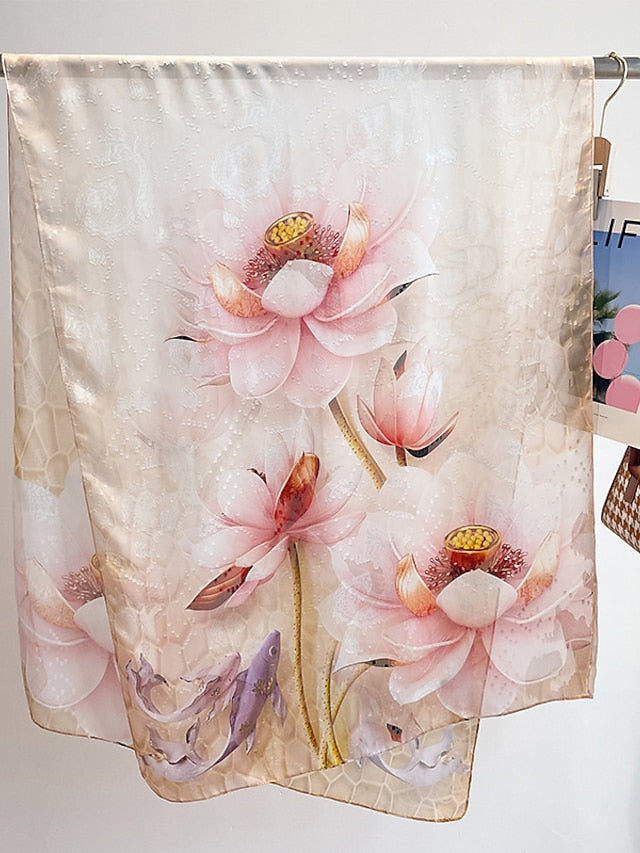 Scarves Shawl Gift Daily Holiday Flowers Chiffon Casual Bohemia Sunscreen Outdoor Casual 1 PC for Women