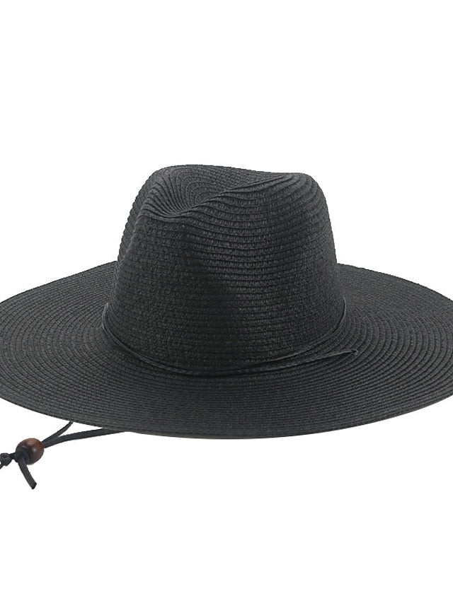 Hat Straw Hat Black Khaki Beige Outdoor Daily Holiday Braided Pure Color Portable Sun Protection Breathable for Women