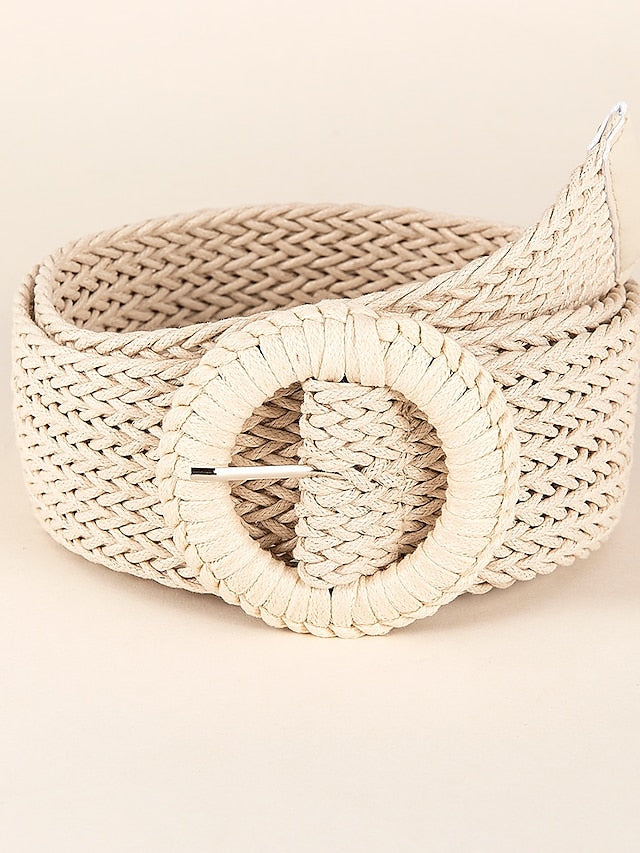 Belt Straw Beige Wide Belt Office Daily Pure Color / Spring / Summer / Fall / Winter for Women
