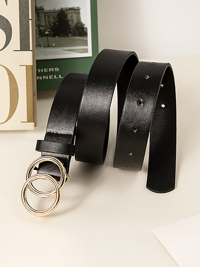 Belt PU Black Waist Belt Dailywear Daily Pure Color for Women