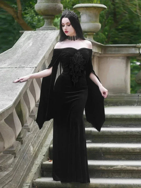 Off Shoulder Flare Sleeve Maxi Dress