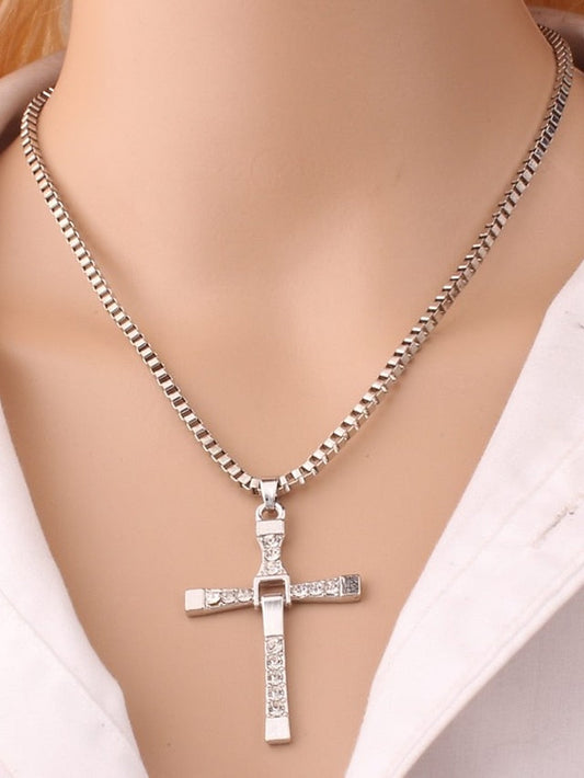 1PC Pendant Necklace For Cubic Zirconia White Gift Daily Alloy Classic Cross for Women