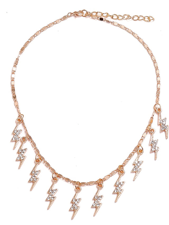 1pc Pendant Necklace Necklace For Party Evening Prom Birthday Party Chrome Imitation Diamond Classic Lightning for Women