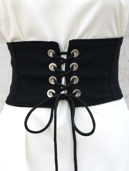 Corset Belt Canvas Buckle Free Plain Casual Vintage Retro Work Daily Black White for Women