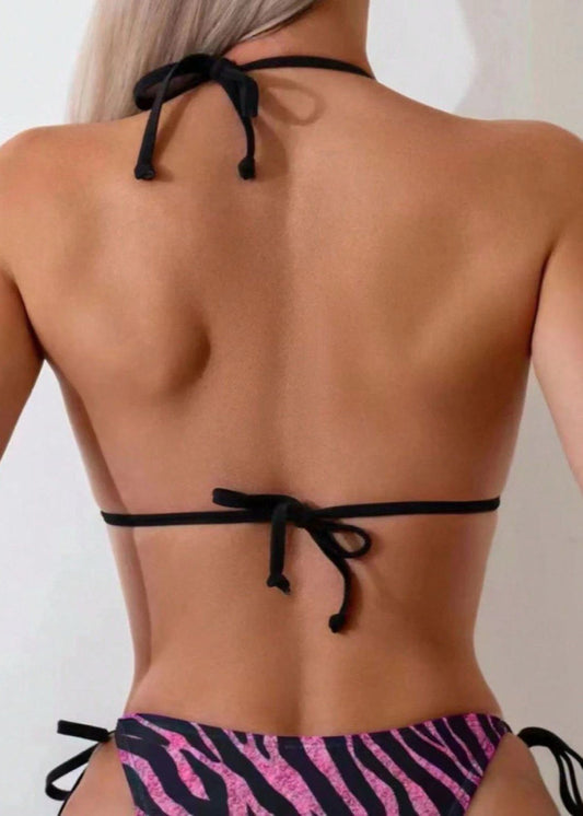 Savannah Curve Bikini Set - Zebra Print Triangle Swimwear