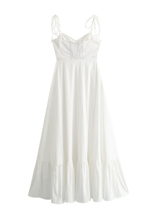 Santorini Breeze - Flowy Maxi Dress with Tie Straps