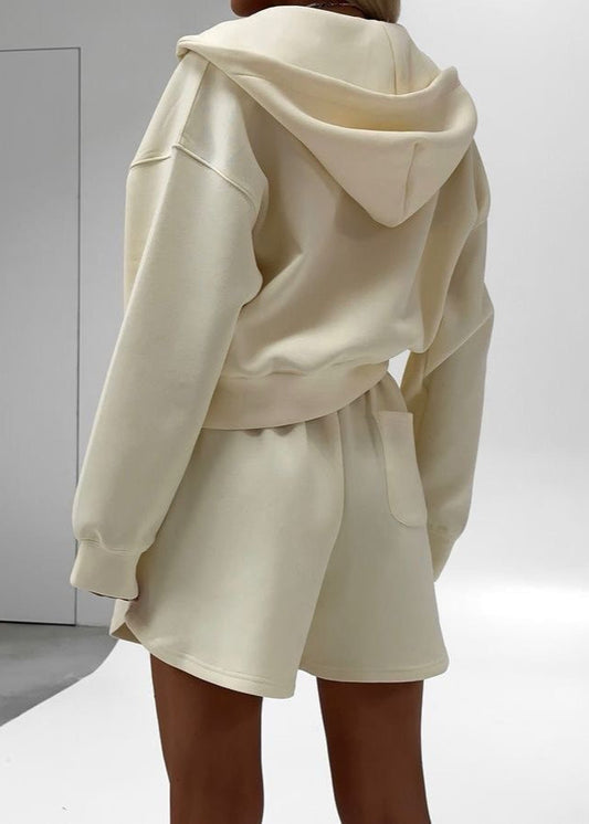 Vanilla Move - Hoodie & High-Rise Lounge Shorts Set