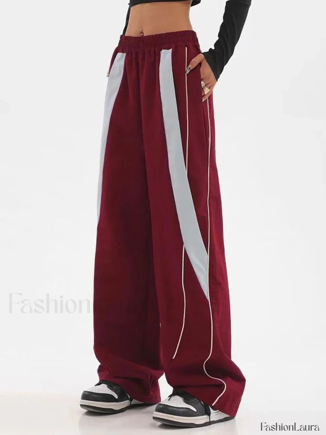 Piping Patchwork Baggy Sweatpants