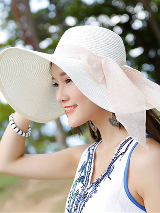 Women's Party Hat Party Street Holiday Bow Solid Colored Light Blue Beige Hat White Pink Fall Winter Spring